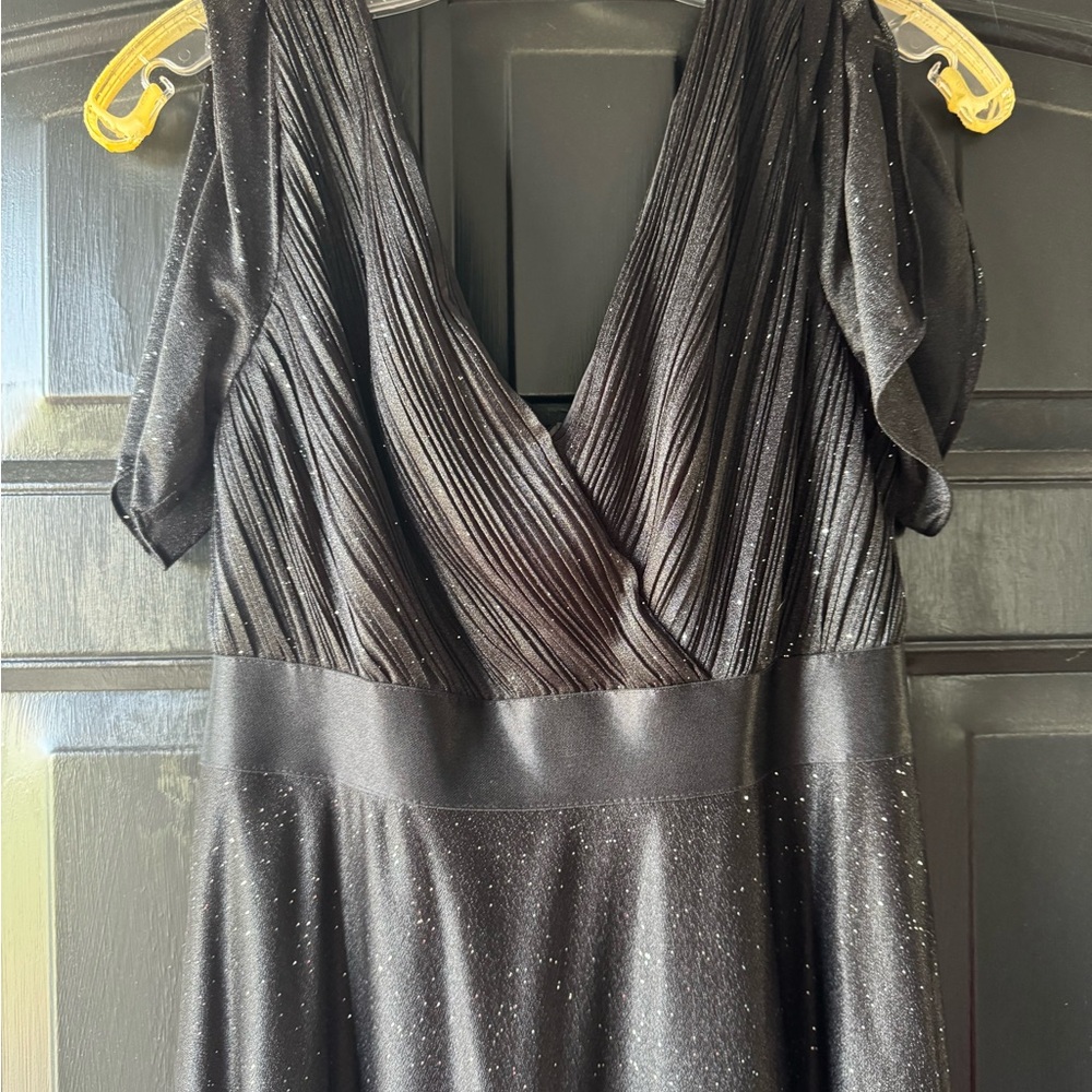 Ever Pretty Black Glitter Midi Dress with V-Neck